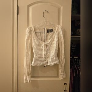 Reformation Linen Corset Top Sz 0 Color Off White